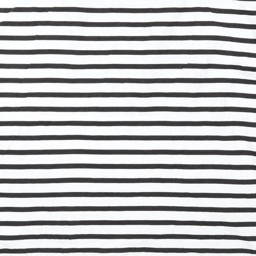 Another Influence Womens White Striped Cotton Basic T-Shirt Size M Round Neck