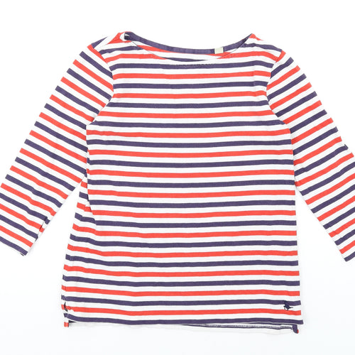Jack Wills Womens Multicoloured Striped Cotton Basic T-Shirt Size 8 Round Neck