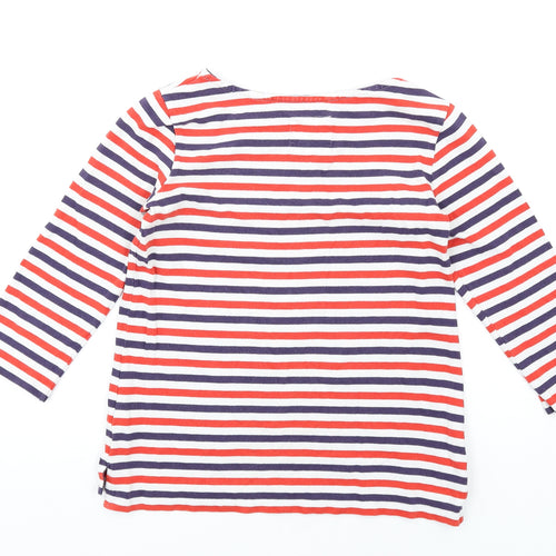 Jack Wills Womens Multicoloured Striped Cotton Basic T-Shirt Size 8 Round Neck