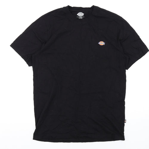 Dickies Mens Black Cotton T-Shirt Size L Round Neck