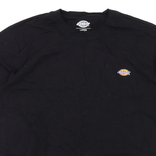 Dickies Mens Black Cotton T-Shirt Size L Round Neck