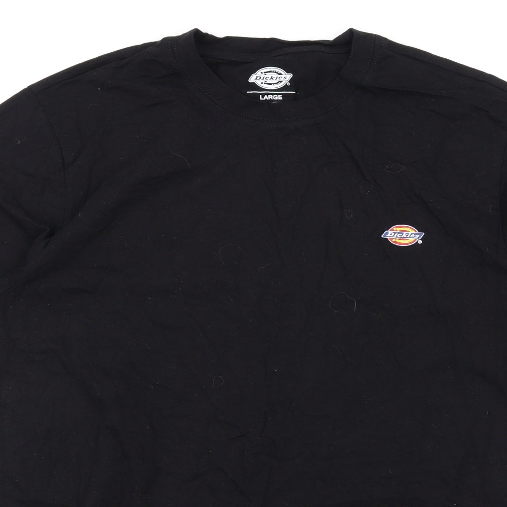 Dickies Mens Black Cotton T-Shirt Size L Round Neck