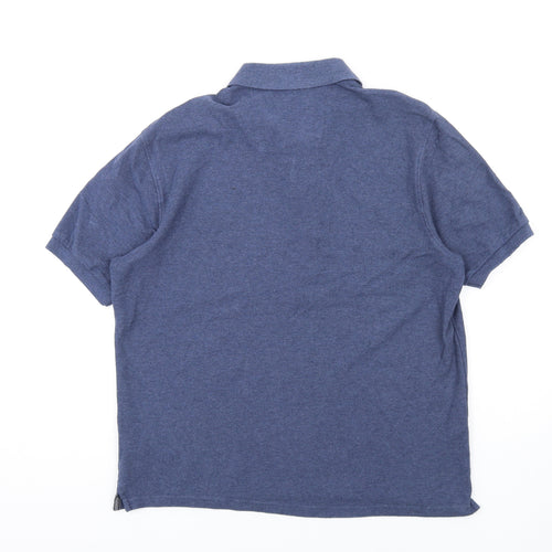 Blue Harbour Mens Blue Cotton Polo Size M Collared Button