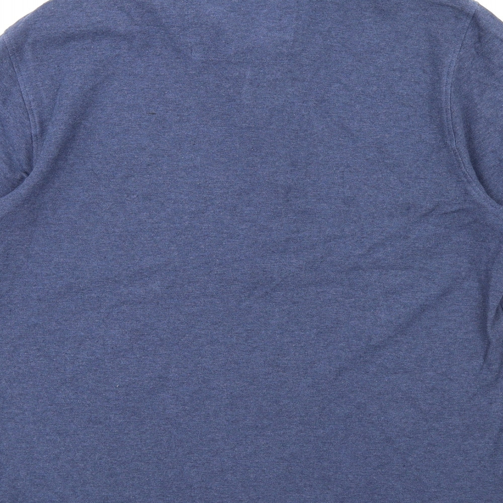 Blue Harbour Mens Blue Cotton Polo Size M Collared Button