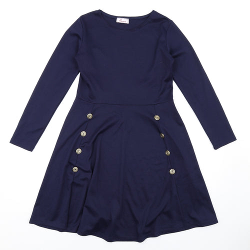Reverse Womens Blue Polyacrylate Fibre A-Line Size 12 Round Neck Pullover