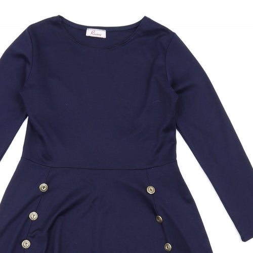 Reverse Womens Blue Polyacrylate Fibre A-Line Size 12 Round Neck Pullover