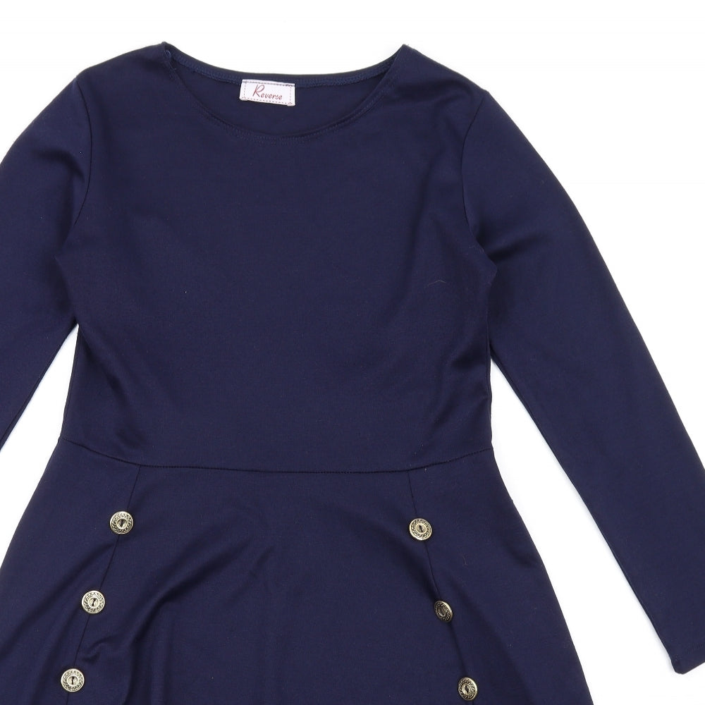 Reverse Womens Blue Polyacrylate Fibre A-Line Size 12 Round Neck Pullover