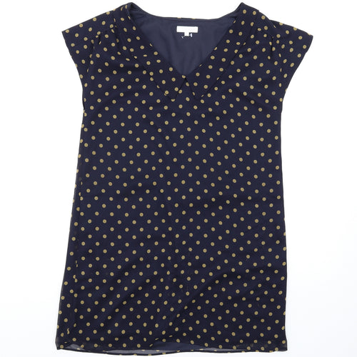 Freddy Emue Womens Blue Polka Dot Polyester A-Line Size 10 V-Neck Pullover