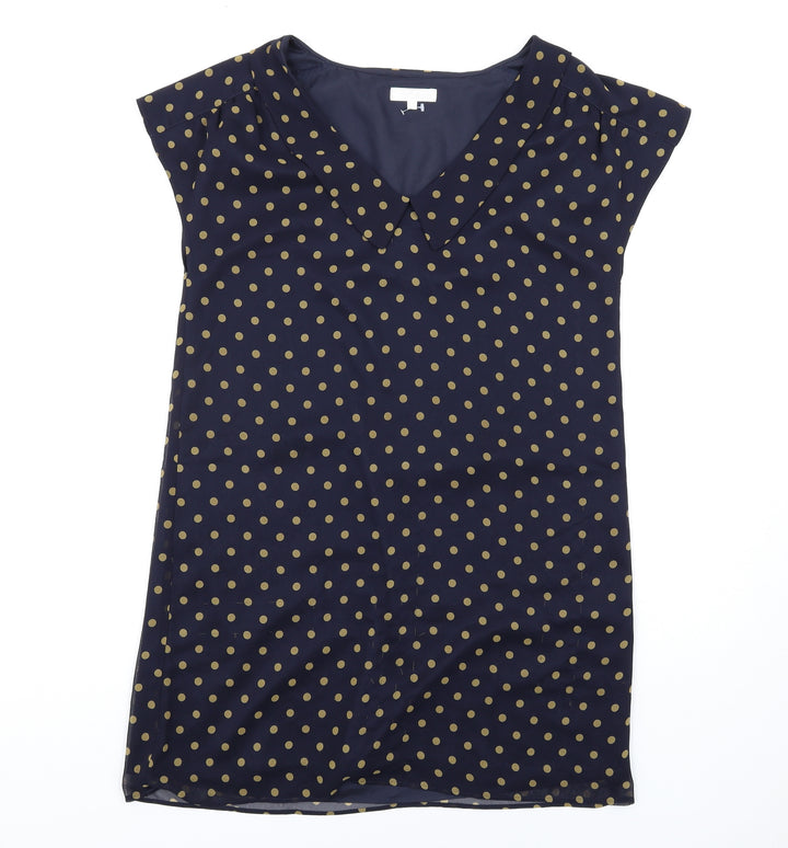 Freddy Emue Womens Blue Polka Dot Polyester A-Line Size 10 V-Neck Pullover