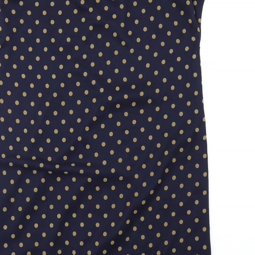 Freddy Emue Womens Blue Polka Dot Polyester A-Line Size 10 V-Neck Pullover