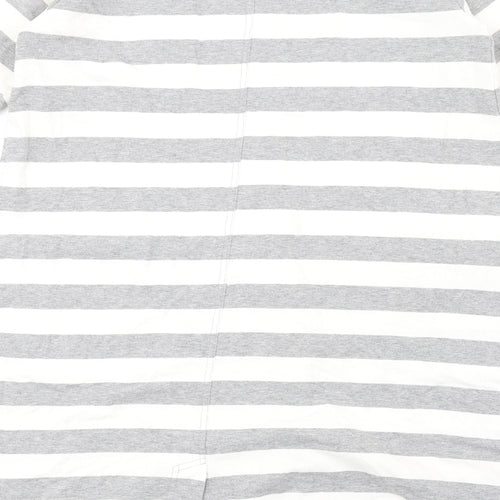 Masai Womens Grey Striped Cotton A-Line Size XS Round Neck Snap