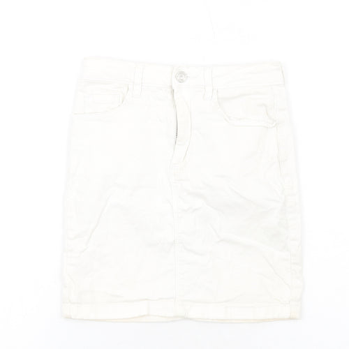 Missguided Womens White Cotton Mini Skirt Size 6 Zip