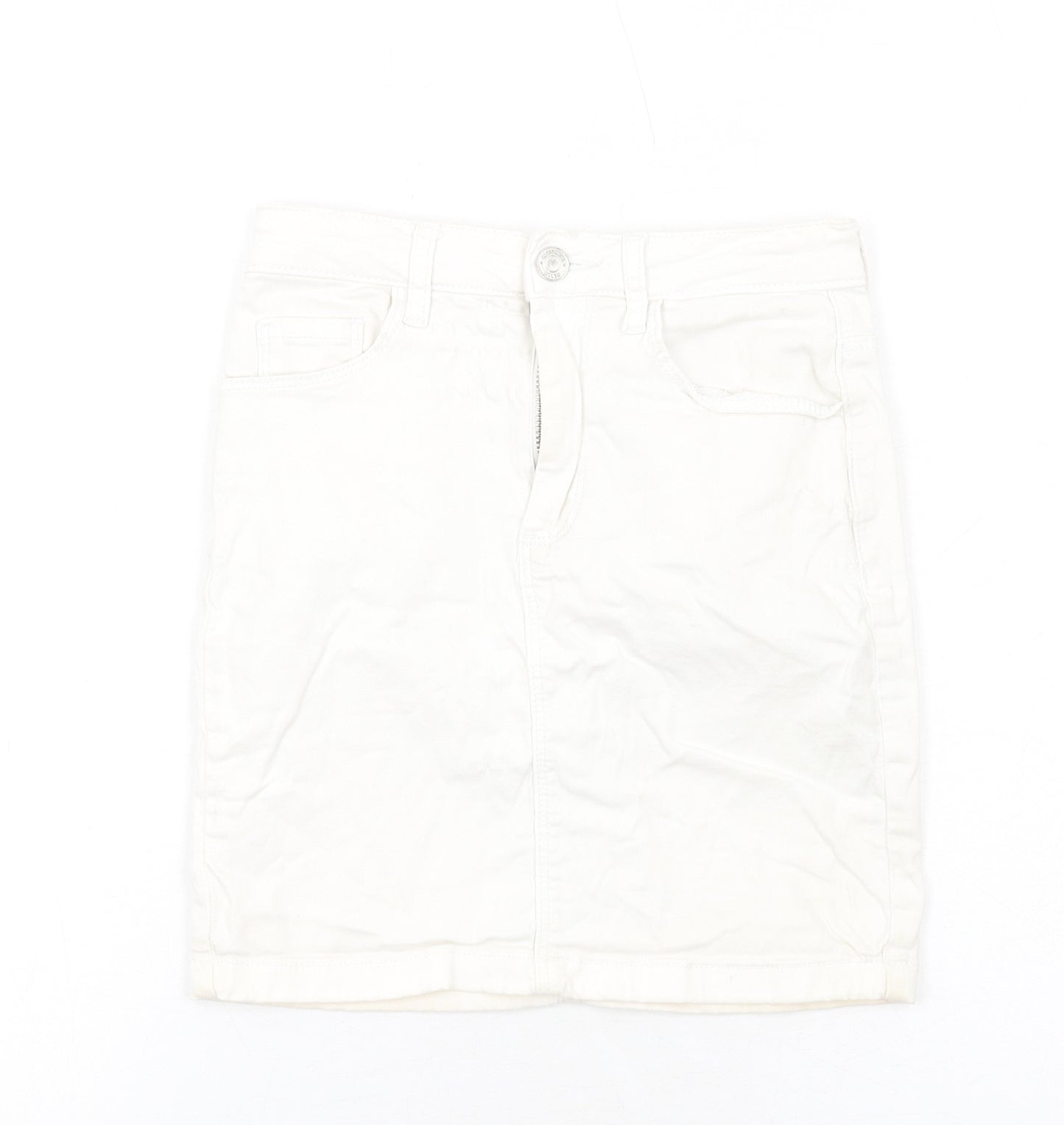 Missguided Womens White Cotton Mini Skirt Size 6 Zip