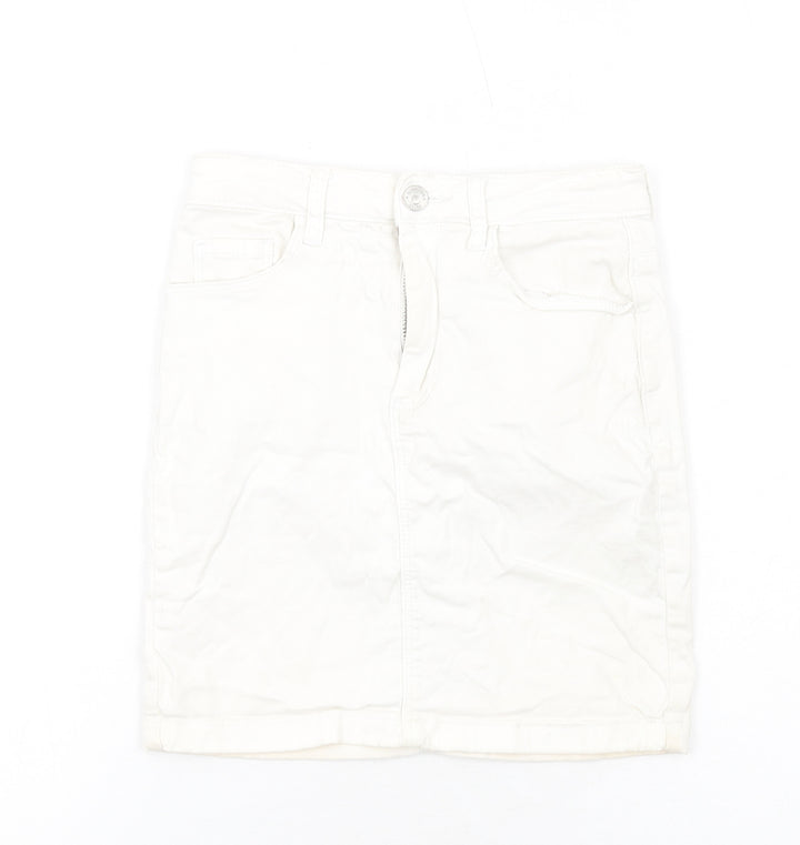 Missguided Womens White Cotton Mini Skirt Size 6 Zip