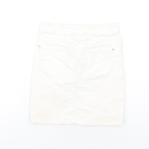 Missguided Womens White Cotton Mini Skirt Size 6 Zip