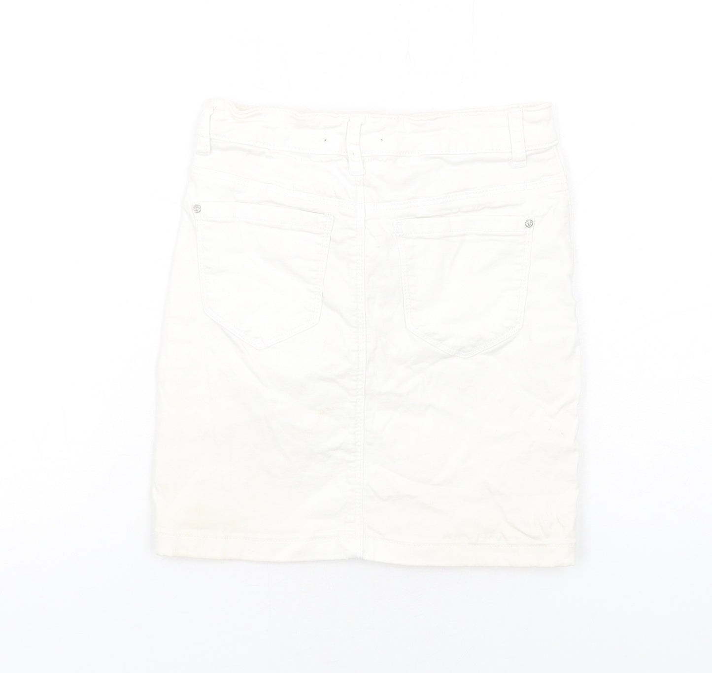 Missguided Womens White Cotton Mini Skirt Size 6 Zip