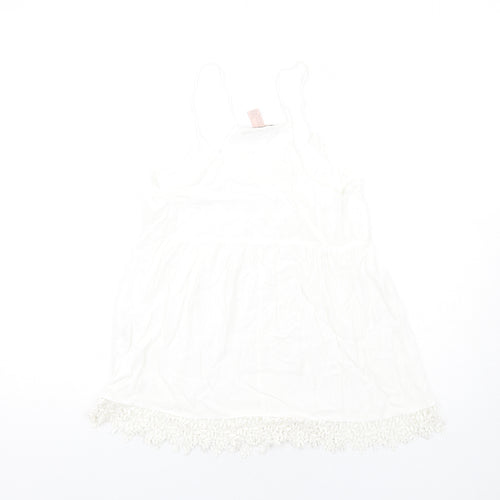 FOREVER 21 Womens White Viscose Camisole Blouse Size M V-Neck