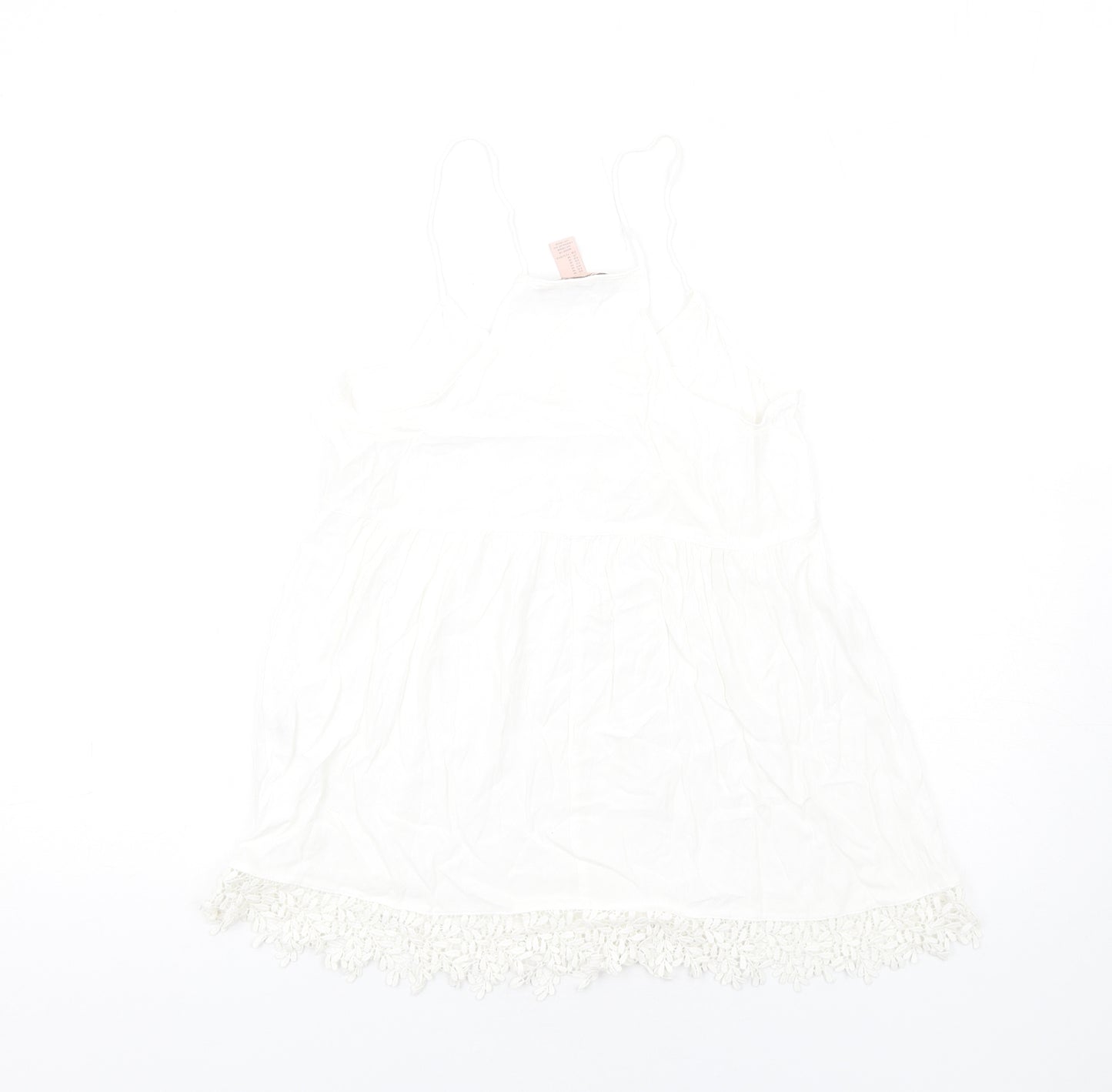 FOREVER 21 Womens White Viscose Camisole Blouse Size M V-Neck