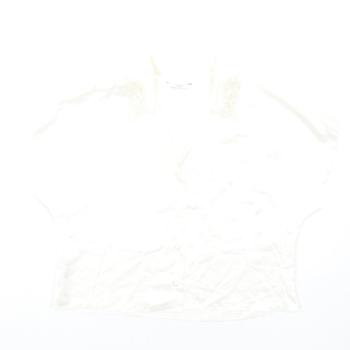 Marks and Spencer Womens Ivory Polyester Cropped Button-Up Size 12 Collared