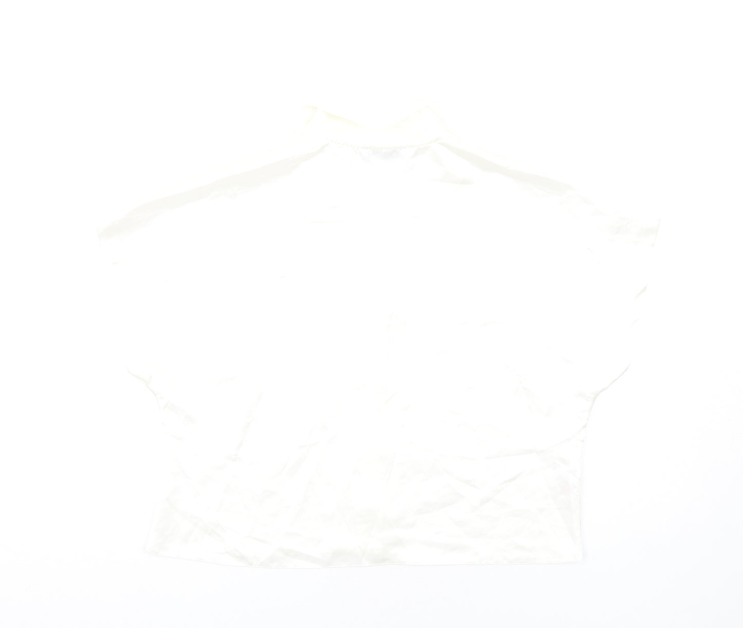 Marks and Spencer Womens Ivory Polyester Cropped Button-Up Size 12 Collared