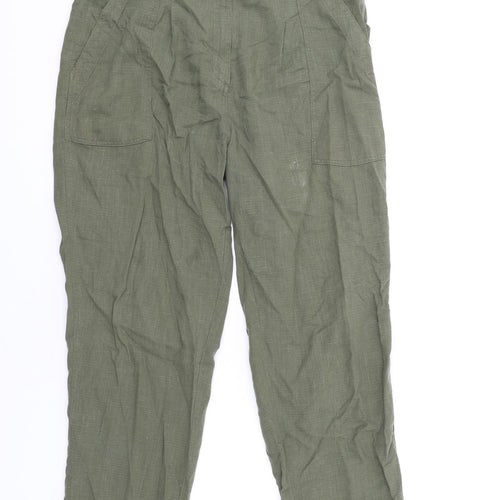 Per Una Womens Green Lyocell Trousers Size 14 L29 in Regular Zip