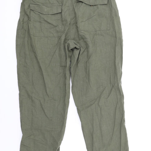 Per Una Womens Green Lyocell Trousers Size 14 L29 in Regular Zip