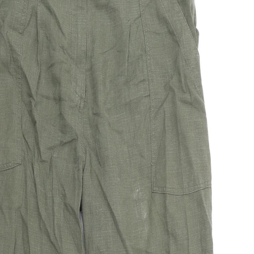Per Una Womens Green Lyocell Trousers Size 14 L29 in Regular Zip