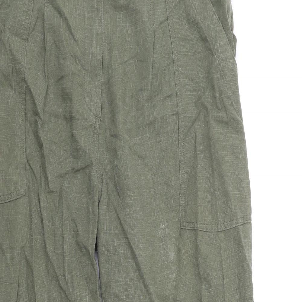 Per Una Womens Green Lyocell Trousers Size 14 L29 in Regular Zip