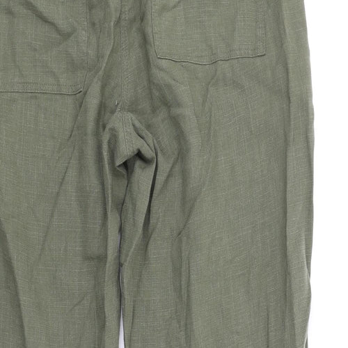 Per Una Womens Green Lyocell Trousers Size 14 L29 in Regular Zip