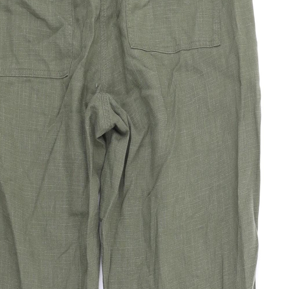 Per Una Womens Green Lyocell Trousers Size 14 L29 in Regular Zip