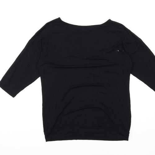 Principles Womens Black Viscose Basic T-Shirt Size 12 Boat Neck