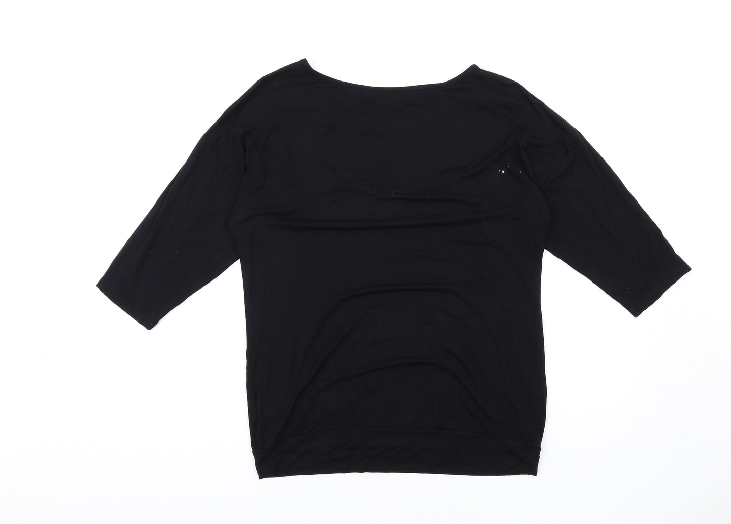 Principles Womens Black Viscose Basic T-Shirt Size 12 Boat Neck
