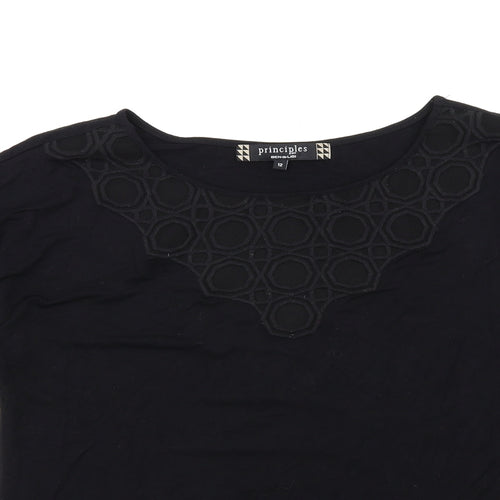 Principles Womens Black Viscose Basic T-Shirt Size 12 Boat Neck