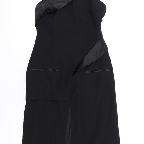 Zara Womens Black Polyester A-Line Size XS Halter Zip