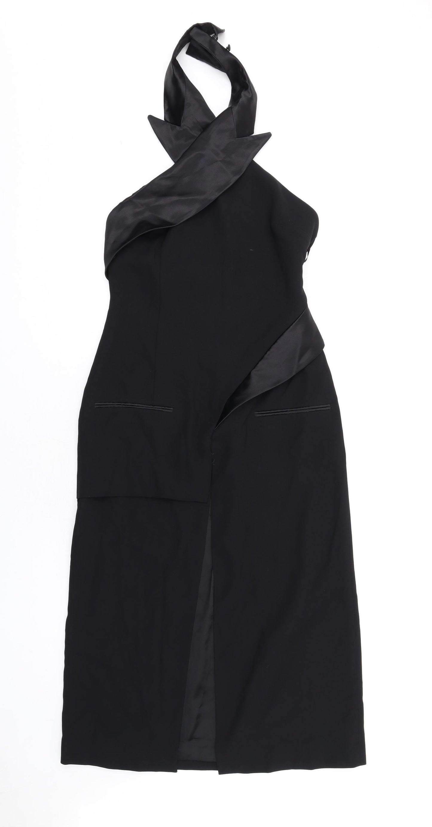 Zara Womens Black Polyester A-Line Size XS Halter Zip