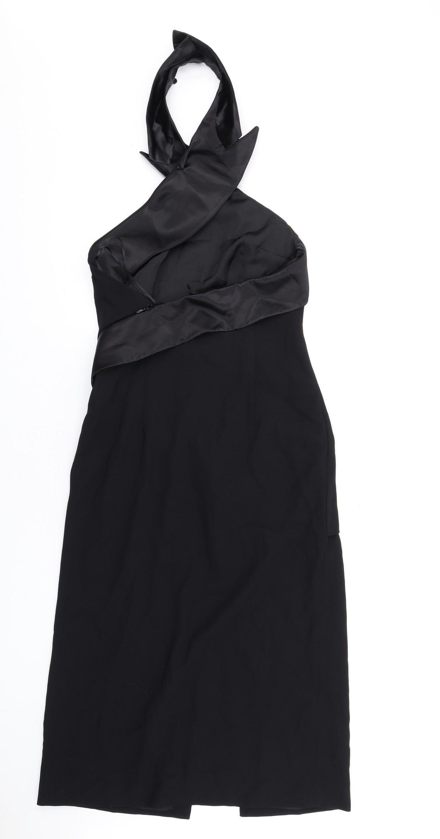 Zara Womens Black Polyester A-Line Size XS Halter Zip