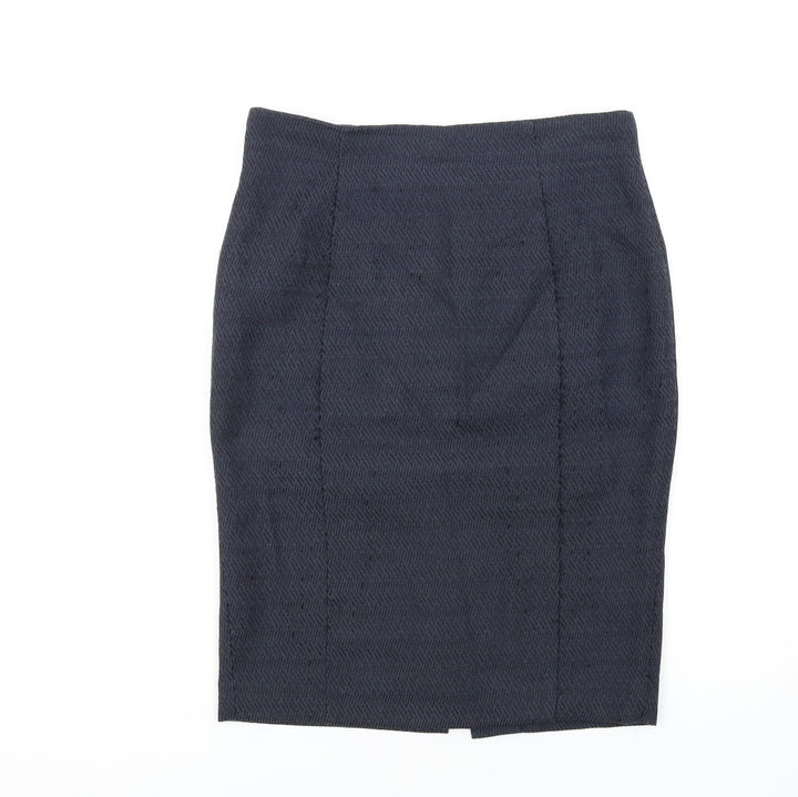 Autograph Womens Blue Cotton Straight & Pencil Skirt Size 10 Zip