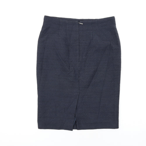 Autograph Womens Blue Cotton Straight & Pencil Skirt Size 10 Zip