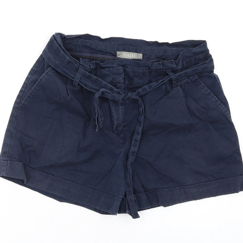 Oasis Womens Blue Cotton Basic Shorts Size 10 Regular Zip