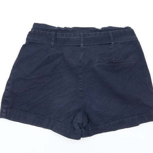 Oasis Womens Blue Cotton Basic Shorts Size 10 Regular Zip