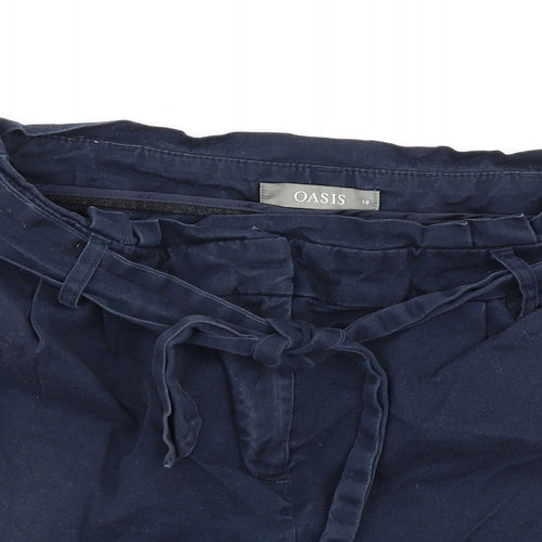 Oasis Womens Blue Cotton Basic Shorts Size 10 Regular Zip
