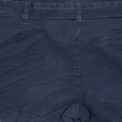 Oasis Womens Blue Cotton Basic Shorts Size 10 Regular Zip