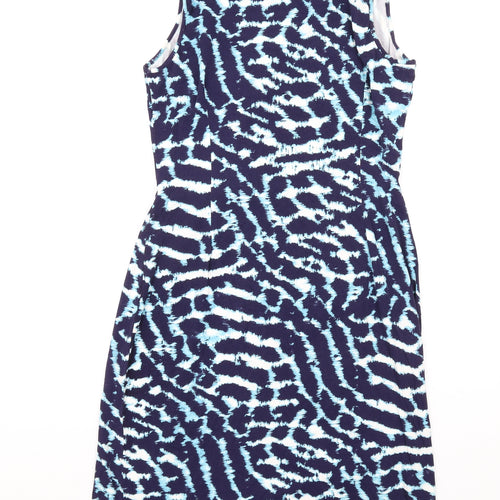 Ghost Womens Blue Geometric Viscose A-Line Size 16 Round Neck Pullover