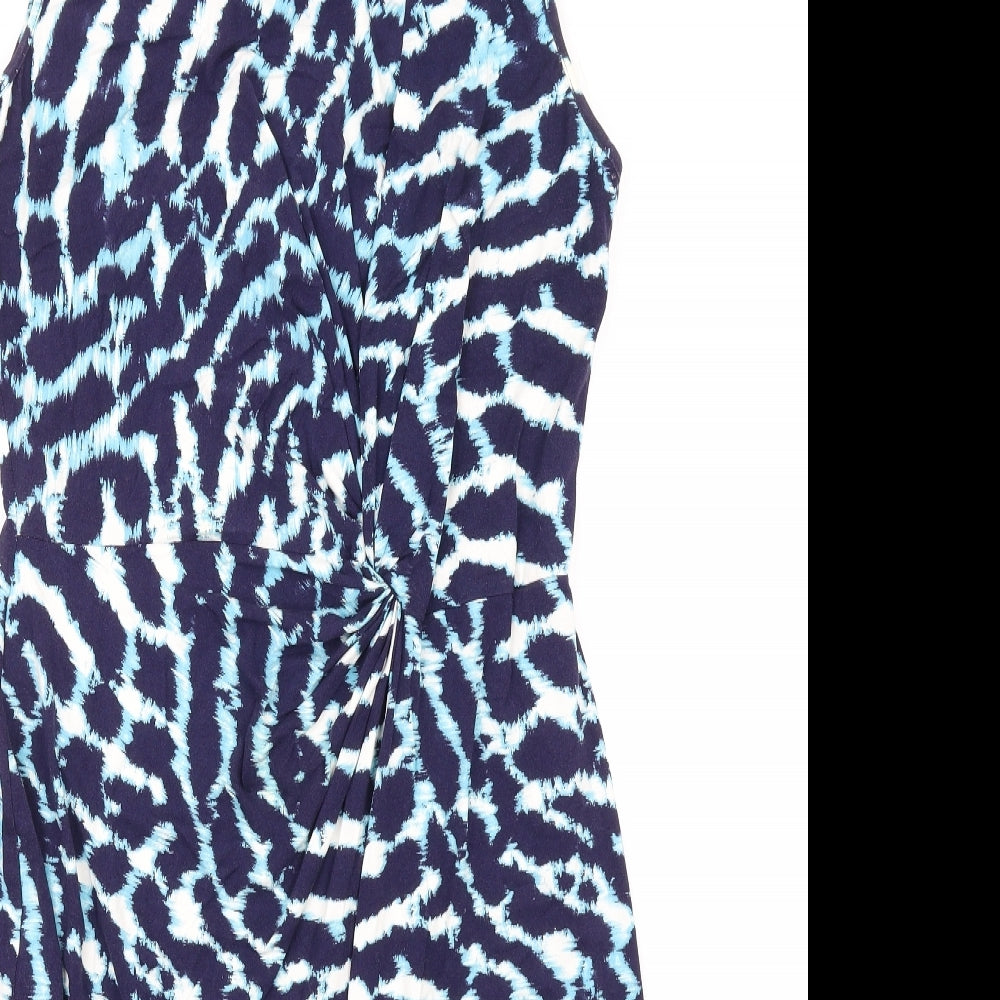 Ghost Womens Blue Geometric Viscose A-Line Size 16 Round Neck Pullover