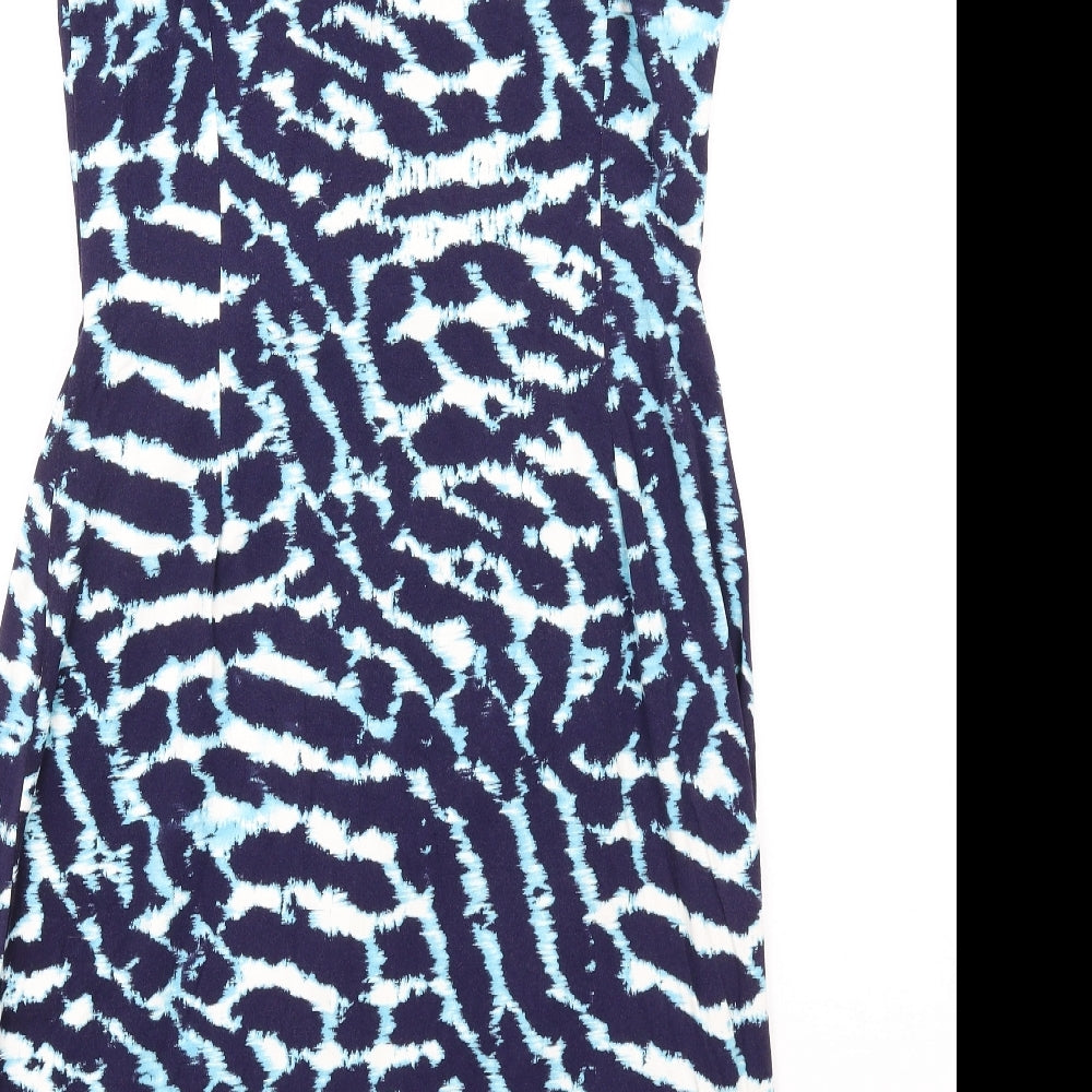 Ghost Womens Blue Geometric Viscose A-Line Size 16 Round Neck Pullover