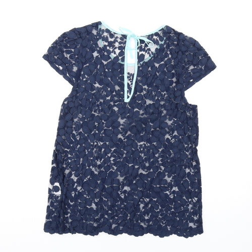 Abide Womens Blue Cotton Basic Blouse Size M Round Neck