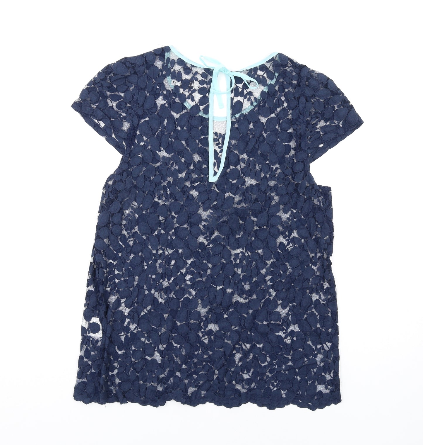 Abide Womens Blue Cotton Basic Blouse Size M Round Neck
