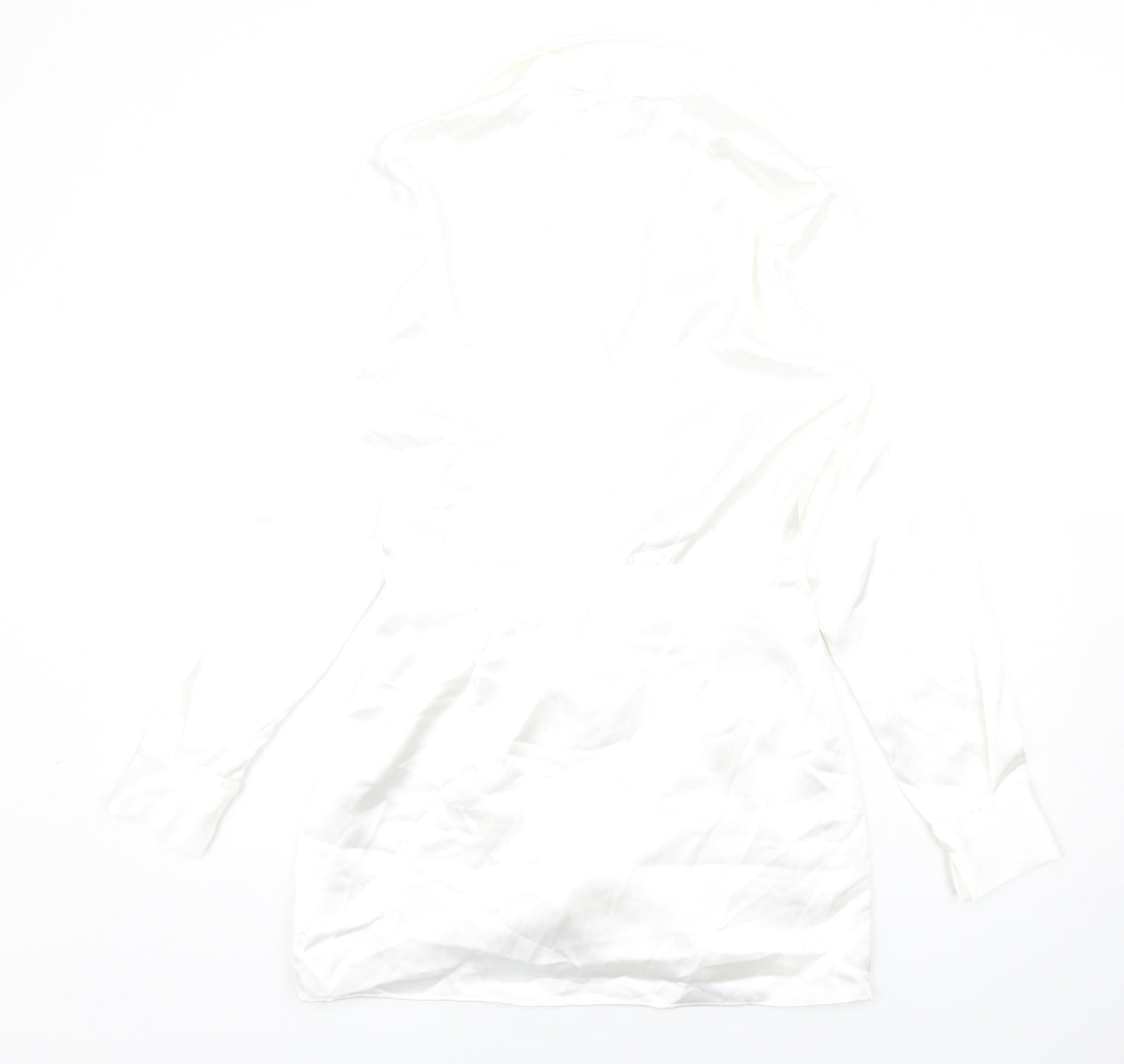 Zara Womens White Polyester Shirt Dress Size S Collared Zip