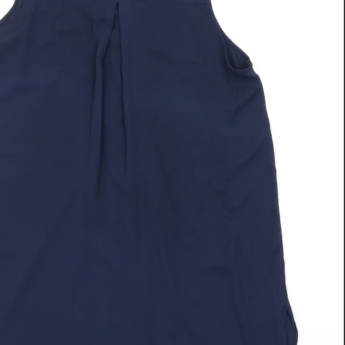 H&M Womens Blue Polyester Basic Blouse Size 10 V-Neck - Pleated