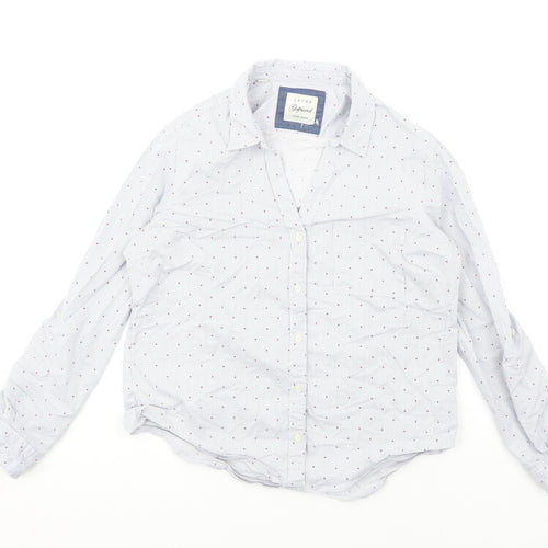 JACHS Womens Blue Striped Cotton Basic Button-Up Size S Collared
